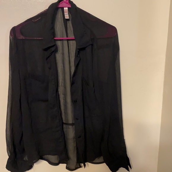 Xhilaration Tops - Women’s sexy ❤️sheer black button top sz L